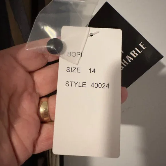 NWT Sandra Darren SZ14 Green, Black Pink Floral Beaded Neckline Sleeveless Dress - Picture 10 of 12